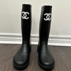 Black Boots with White Logo